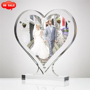 Magnetic Double Sided Clear Acrylic Heart Shaped Photo Frame for Promotion Gift