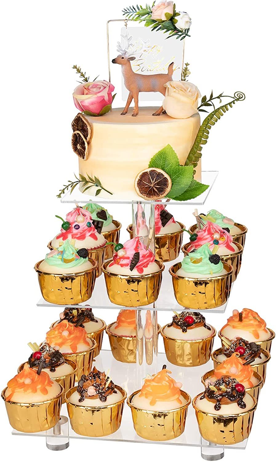 3 Tiers Stacked Square Acrylic Cupcake Stand Acrylic Cupcake Stand