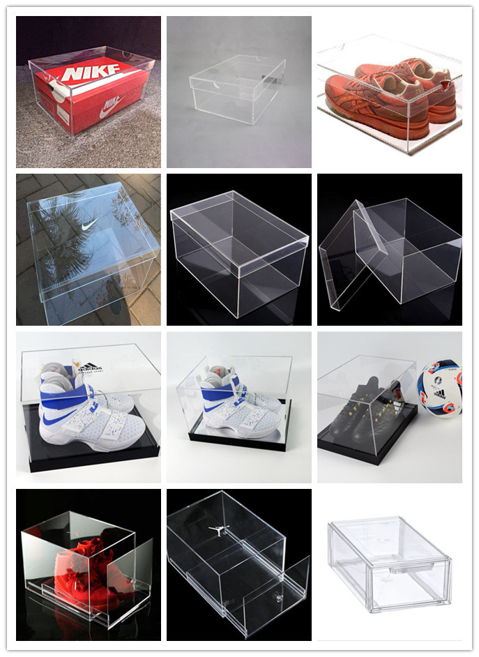 Translucent Color Gift Packaging Drop Front Acrylic Shoe Storage Display Box