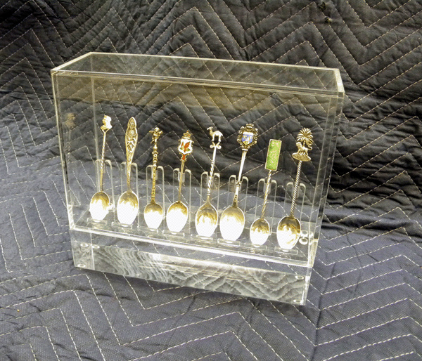 Acrylic Souvenir Spoon Organizer Knife Fork Storage Holder Rack Display Case