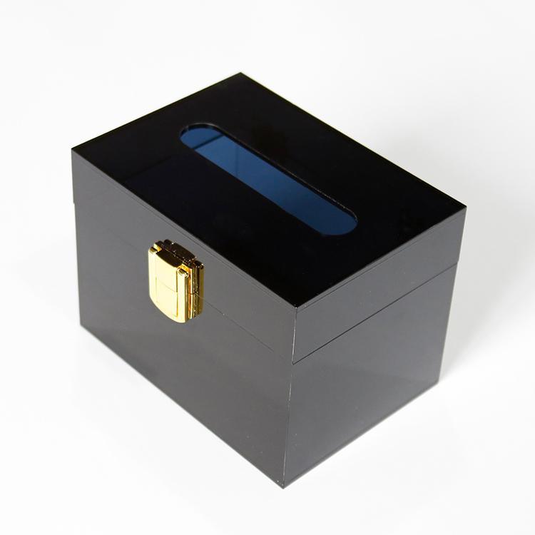 Customizable Dark Grey Acrylic Tissue Box Acrylic with Hinged Lid