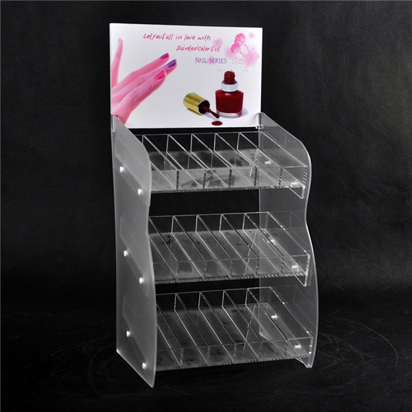 Elegant 3-Tie Acrylic Nail Polish Display Rack