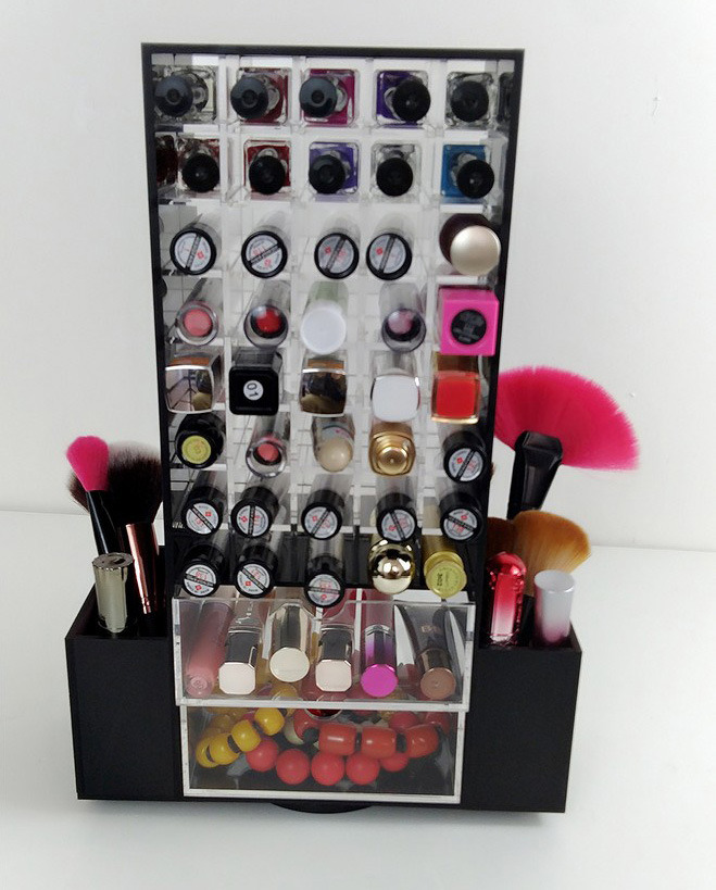 Rotating Acrylic Lipstick Display Stand with Drawer