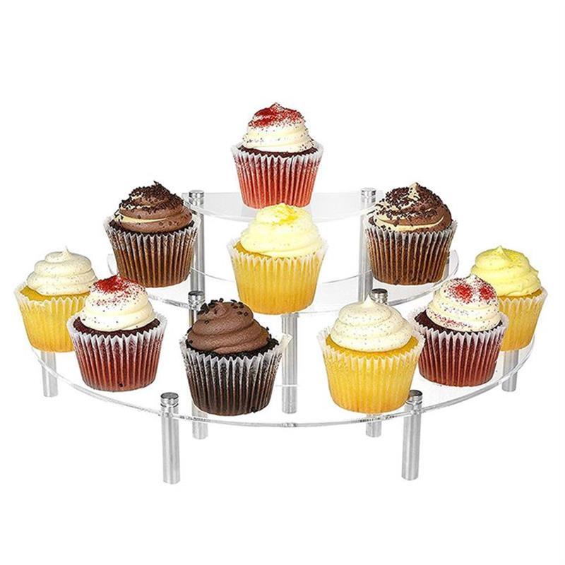 3 Layers Transparent Dessert Mini Cake Cup Donuts Funko Pop Toy Display Racks Clear Acrylic Cake Dessert Display Rack
