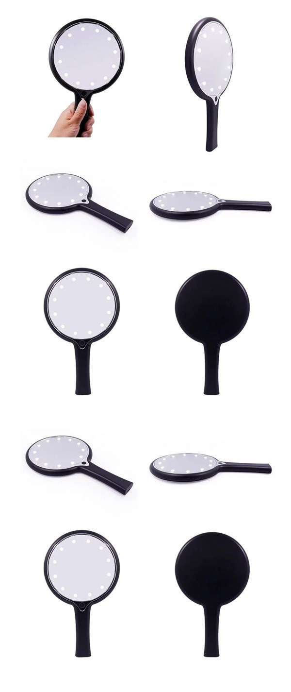 China Factory Acrylic Handheld Makeup Mirror with LED Lighting