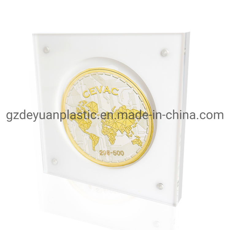 Small White Acrylic Souvenir Coin Holder