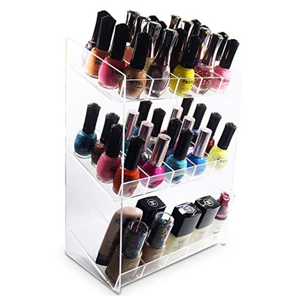 Elegant 3-Tie Acrylic Nail Polish Display Rack