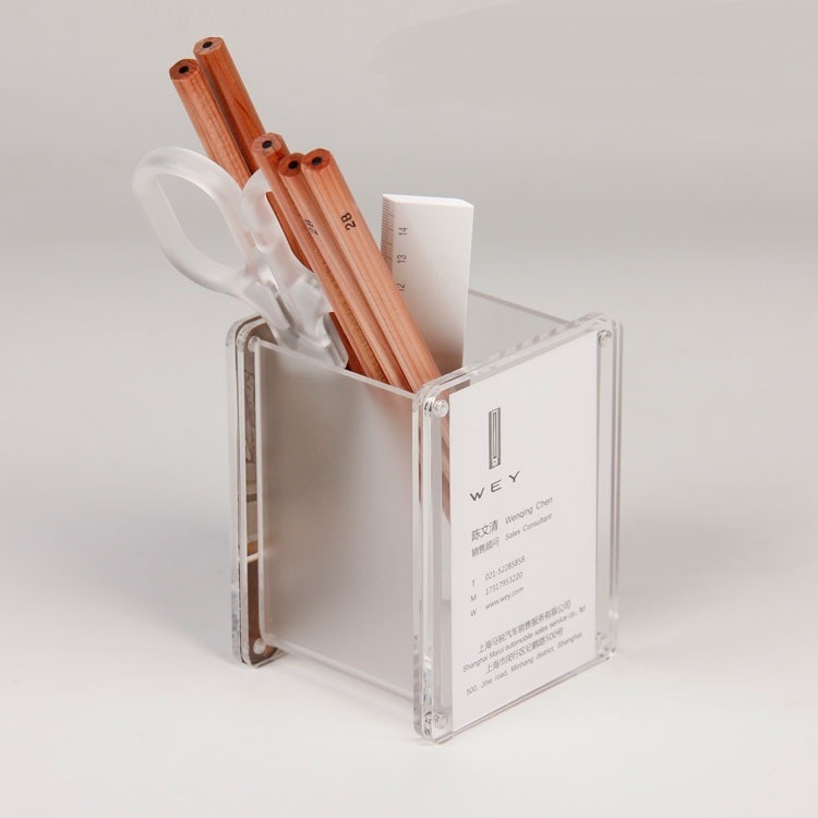Wholesales Customized Acrylic Pen Holder with Photo Frame