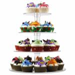 Acrylic 4-Tier Round Cupcake Stand Display, Dessert Holders Cupcake Tree, Clear Wedding Cupcake Cake